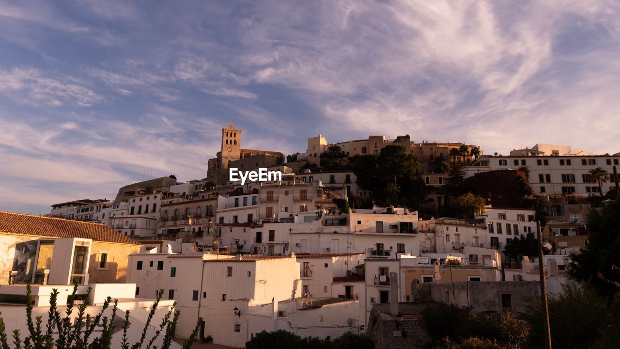 High angle view of buildings in city