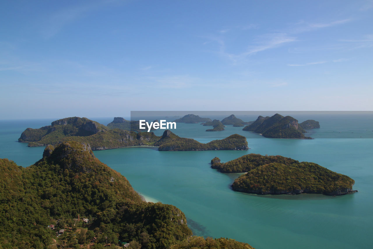 Scenic view of archipelago in sea against sky