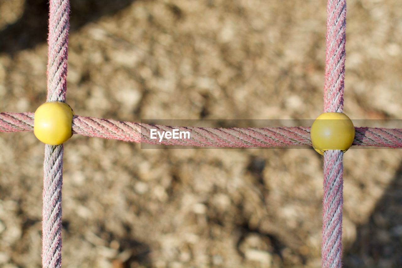 Close-up of rope play equipment at playground