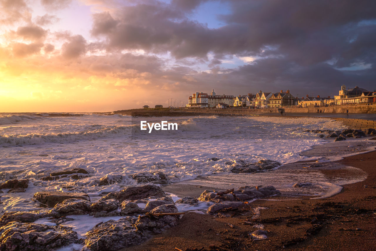 Porthcawl seafront at sunset