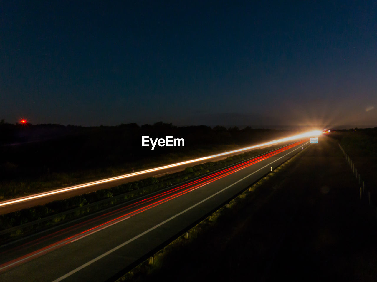 Light trails on highway at night
