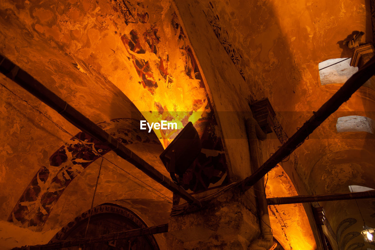 Interior of illuminated abandoned building