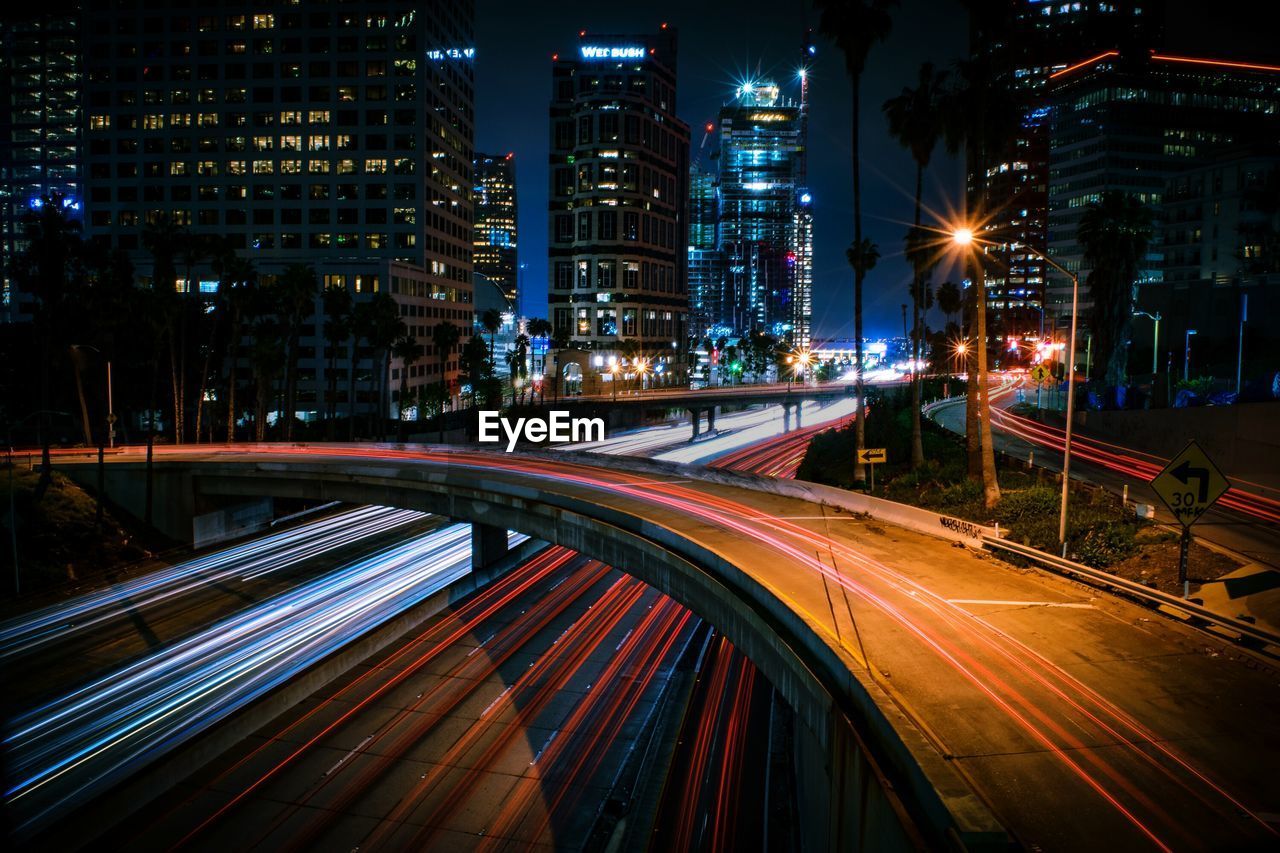 Light trails on city at night