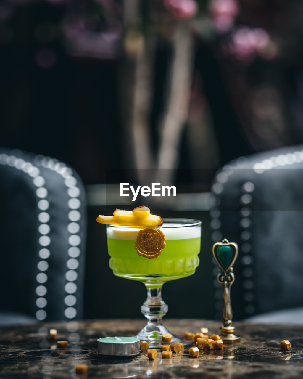 close-up of drink in glass on table