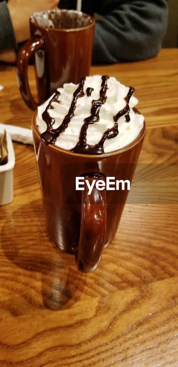 Close-up of hot chocolate on table