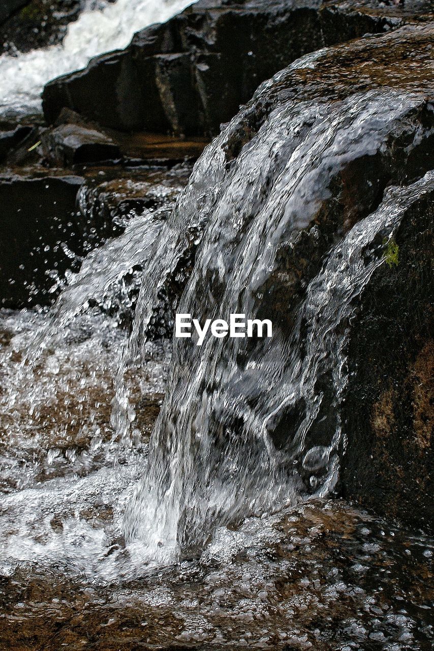 Close up view of waterfall