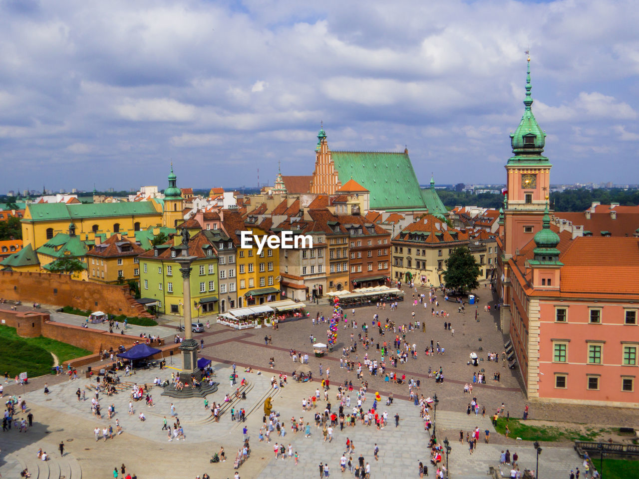 high angle view of buildings in city