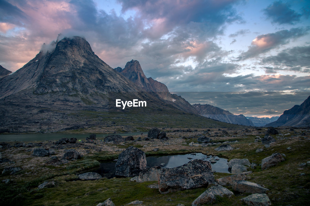 Scenic view of mountains against sky