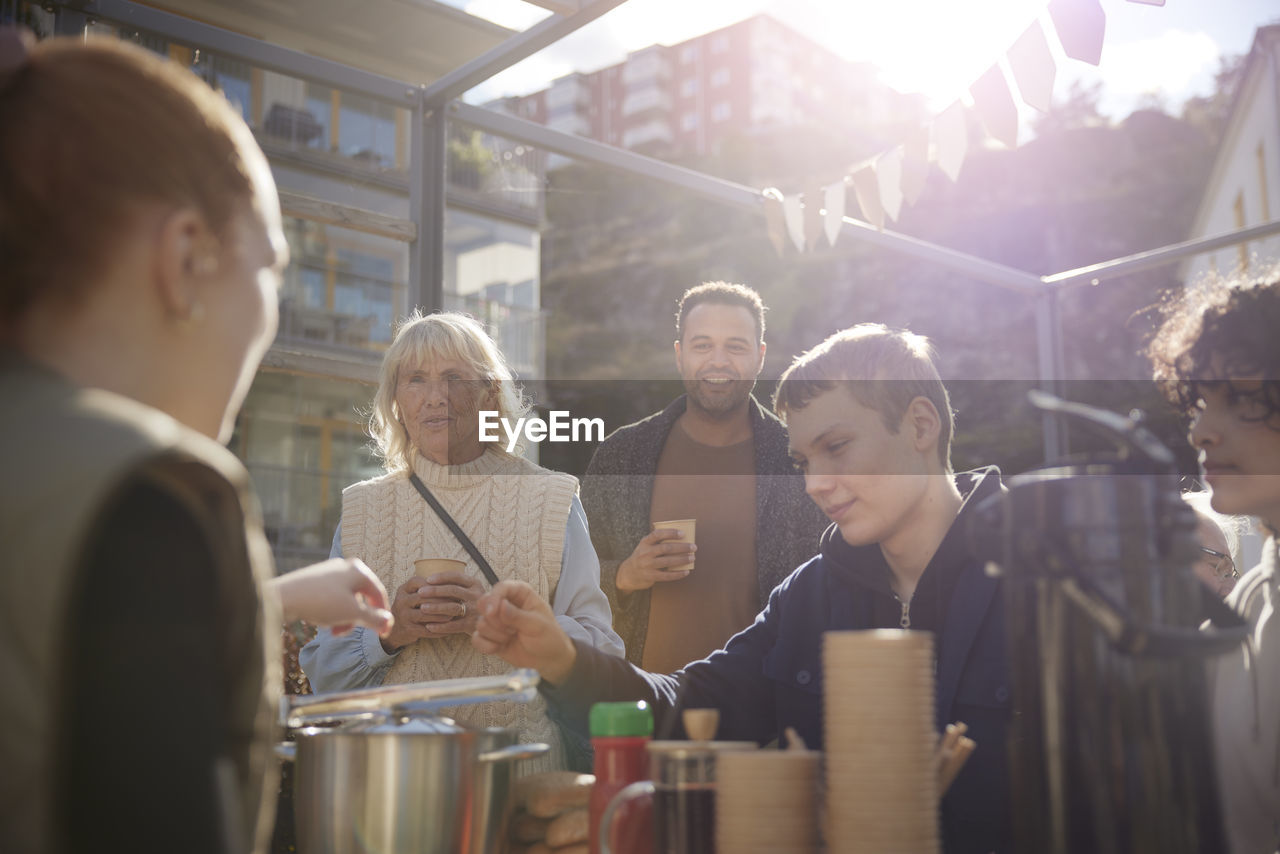 People having meal outdoor