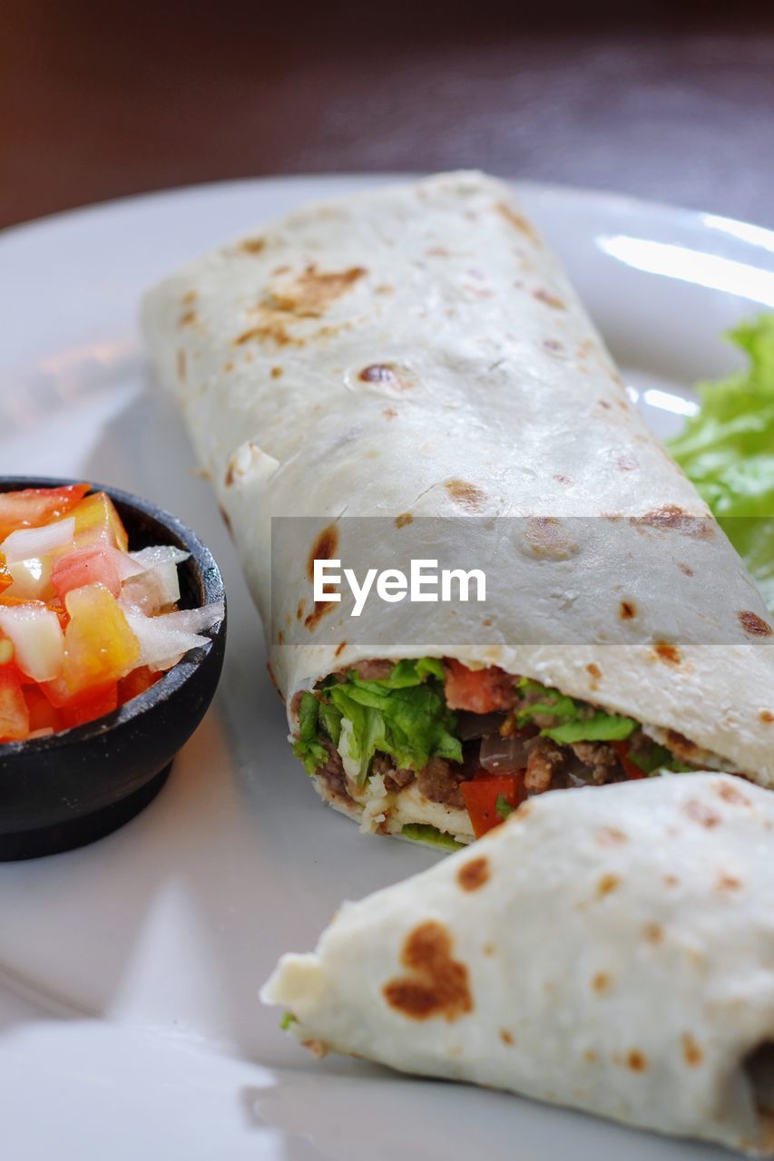 Close-up of food served in plate