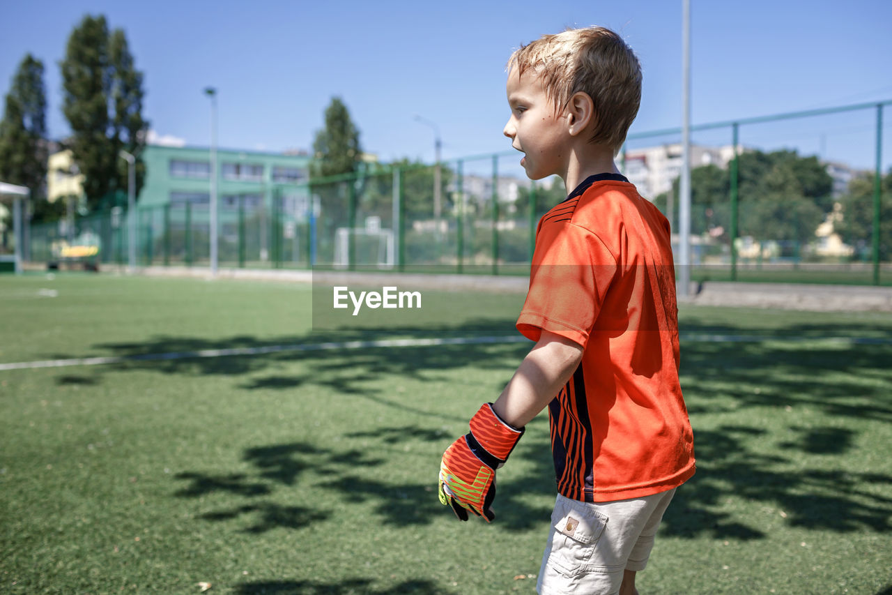 Boy looking at camera