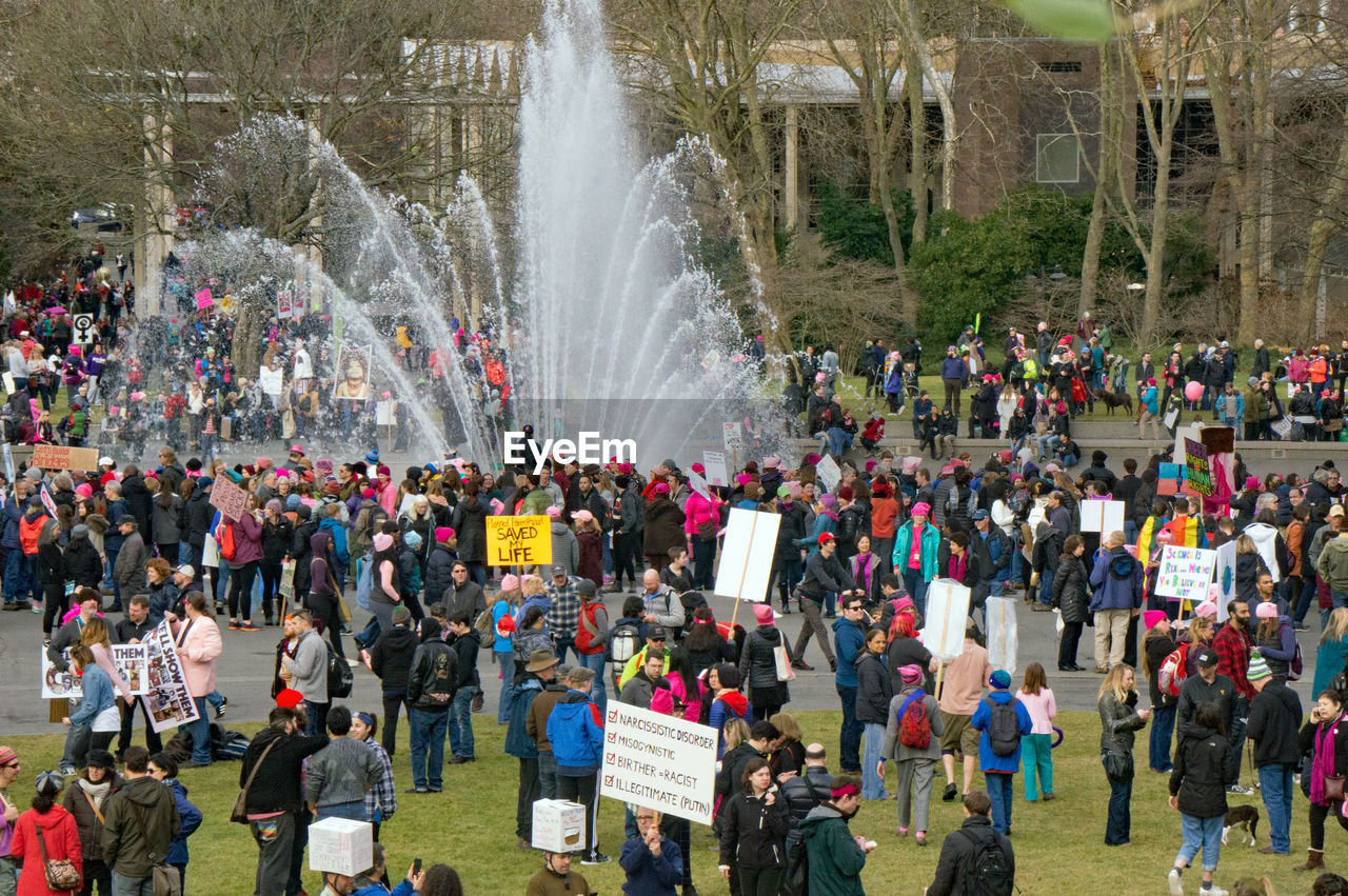 Group of people in front of fountain