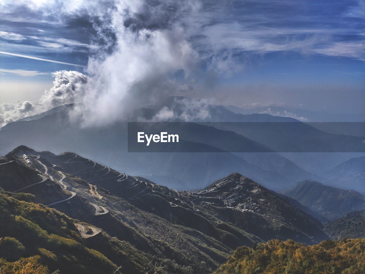 Scenic view of mountains against sky