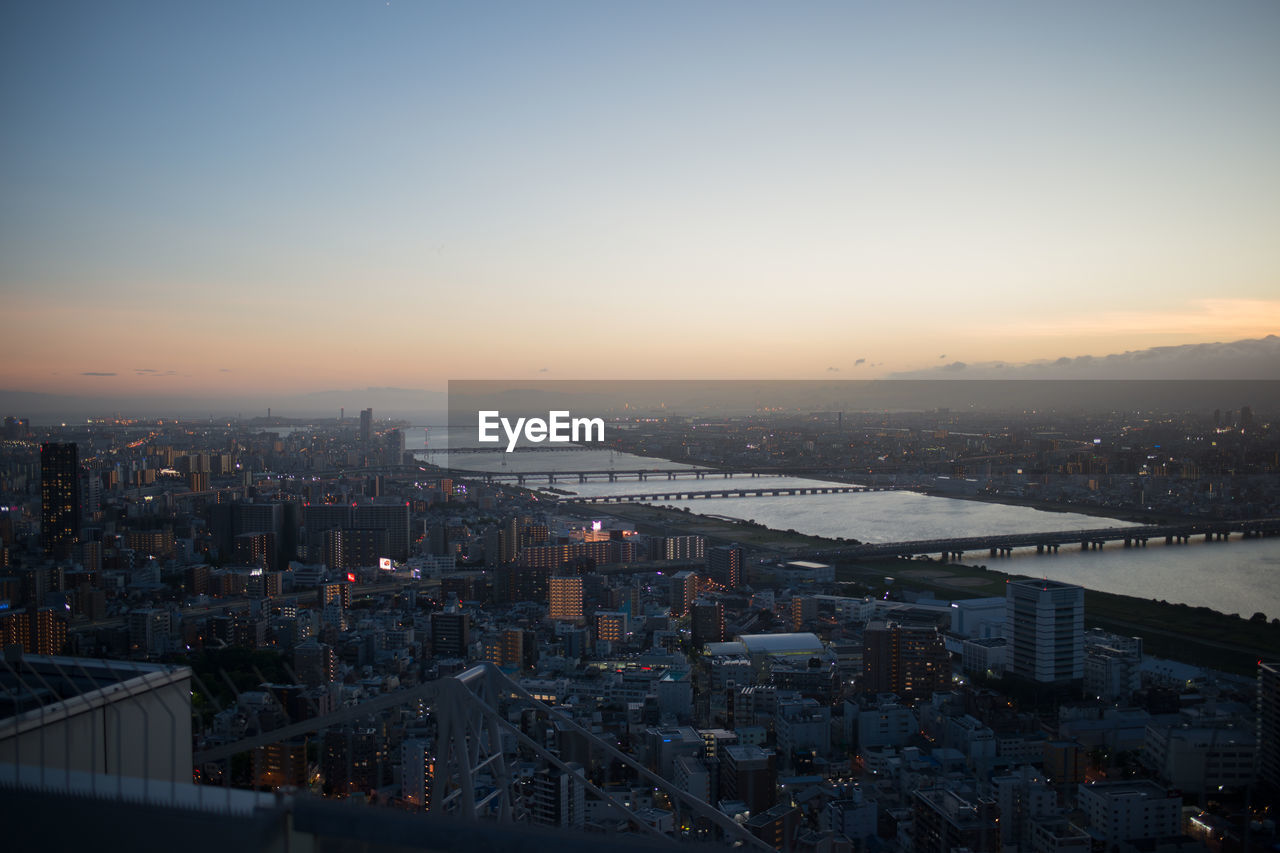 Osaka by night. view from the terrace of umeda sky building. osaka, japan. asia
