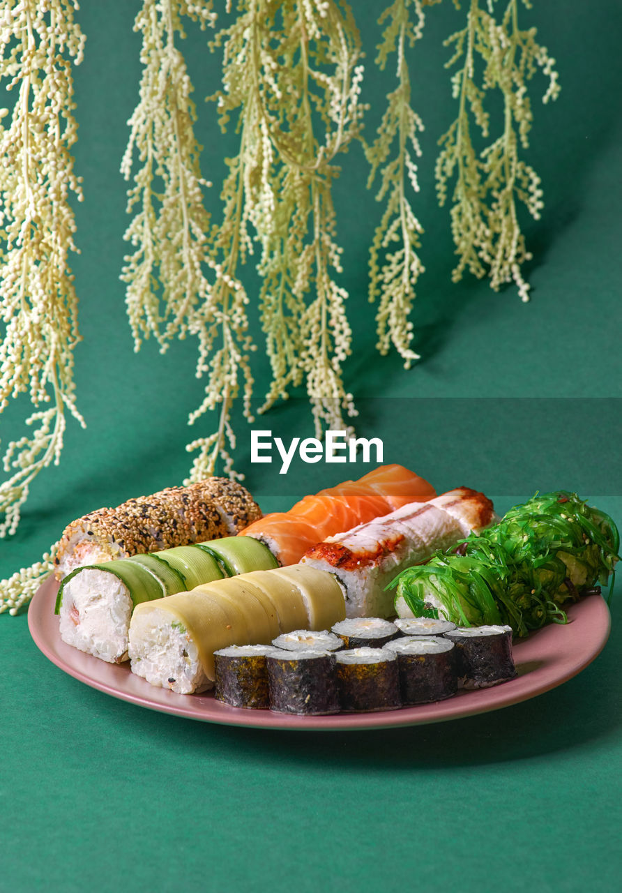 high angle view of food on table