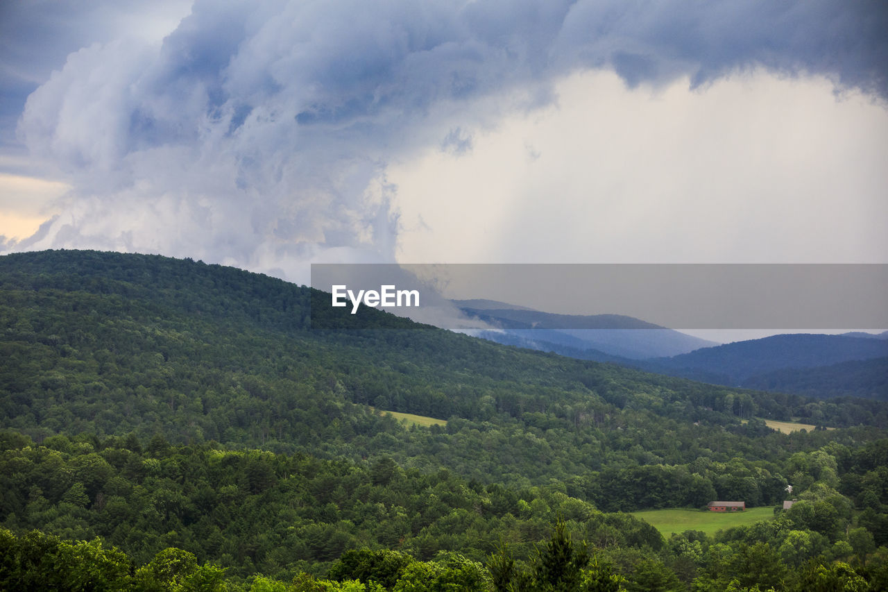 Storm clouds over the green mountains near woodstock, vermont.