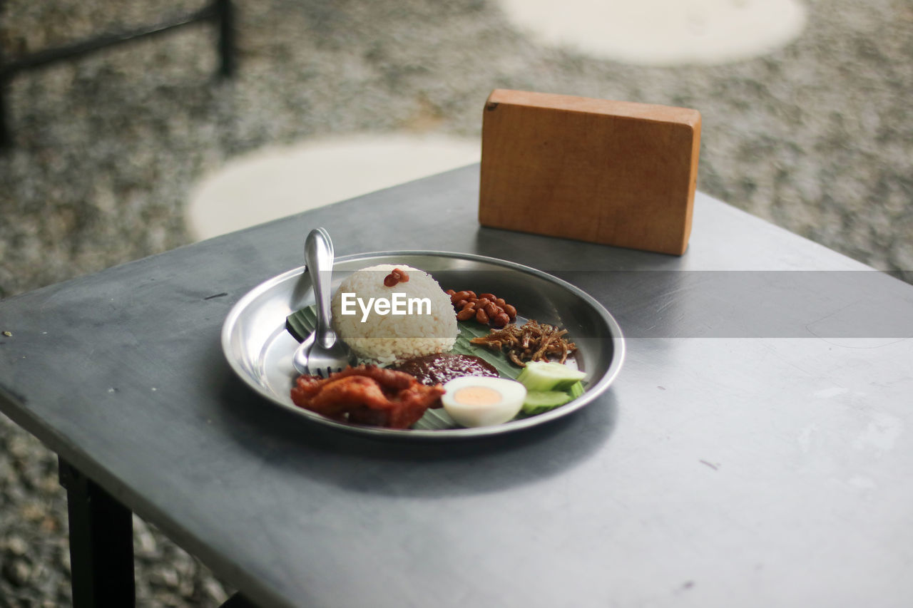 Close-up of breakfast served on table