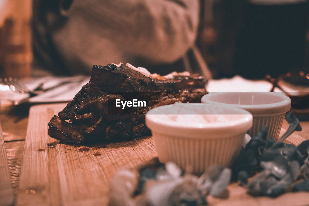 Close-up of dessert on table