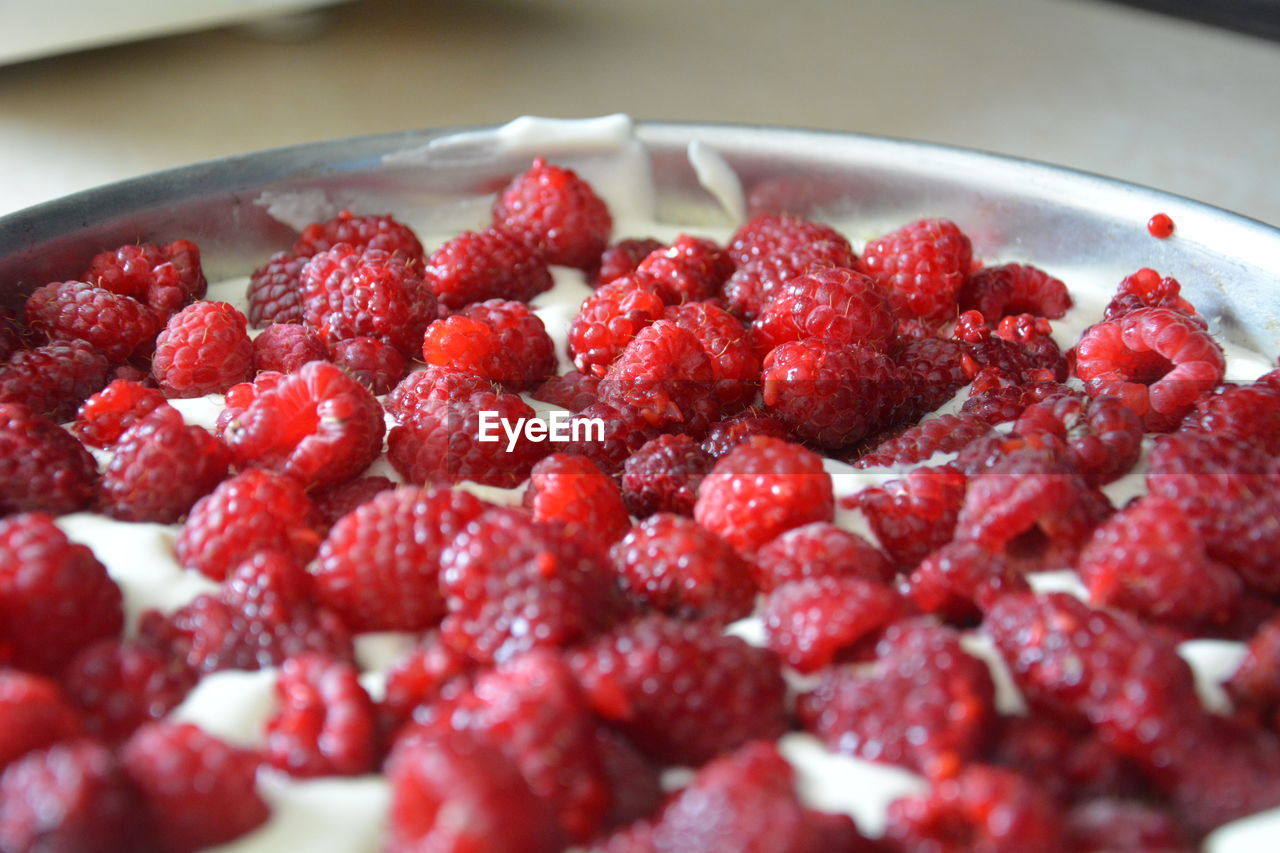 CLOSE-UP OF RASPBERRIES