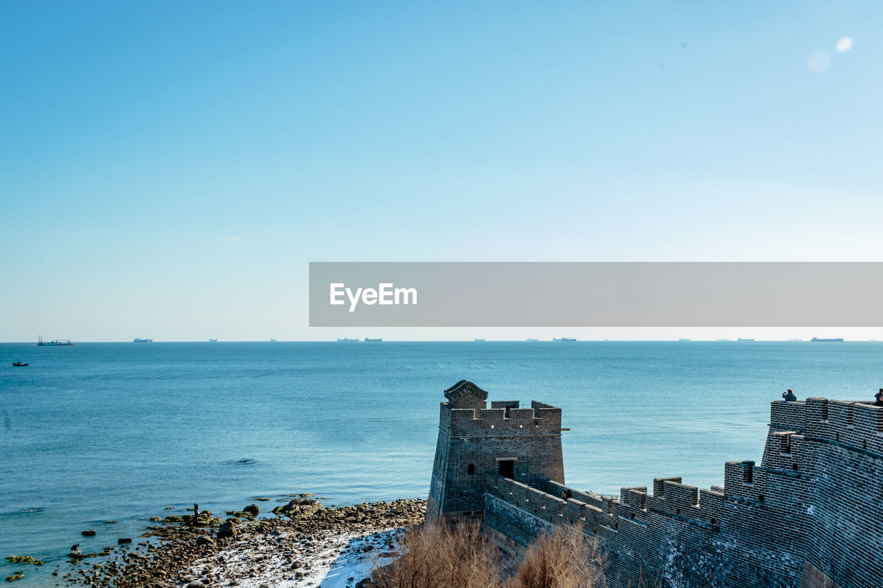 PANORAMIC VIEW OF SEA AGAINST CLEAR SKY