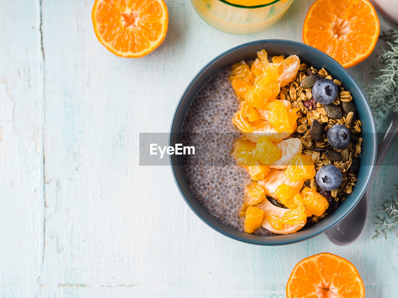 HIGH ANGLE VIEW OF BREAKFAST IN BOWL