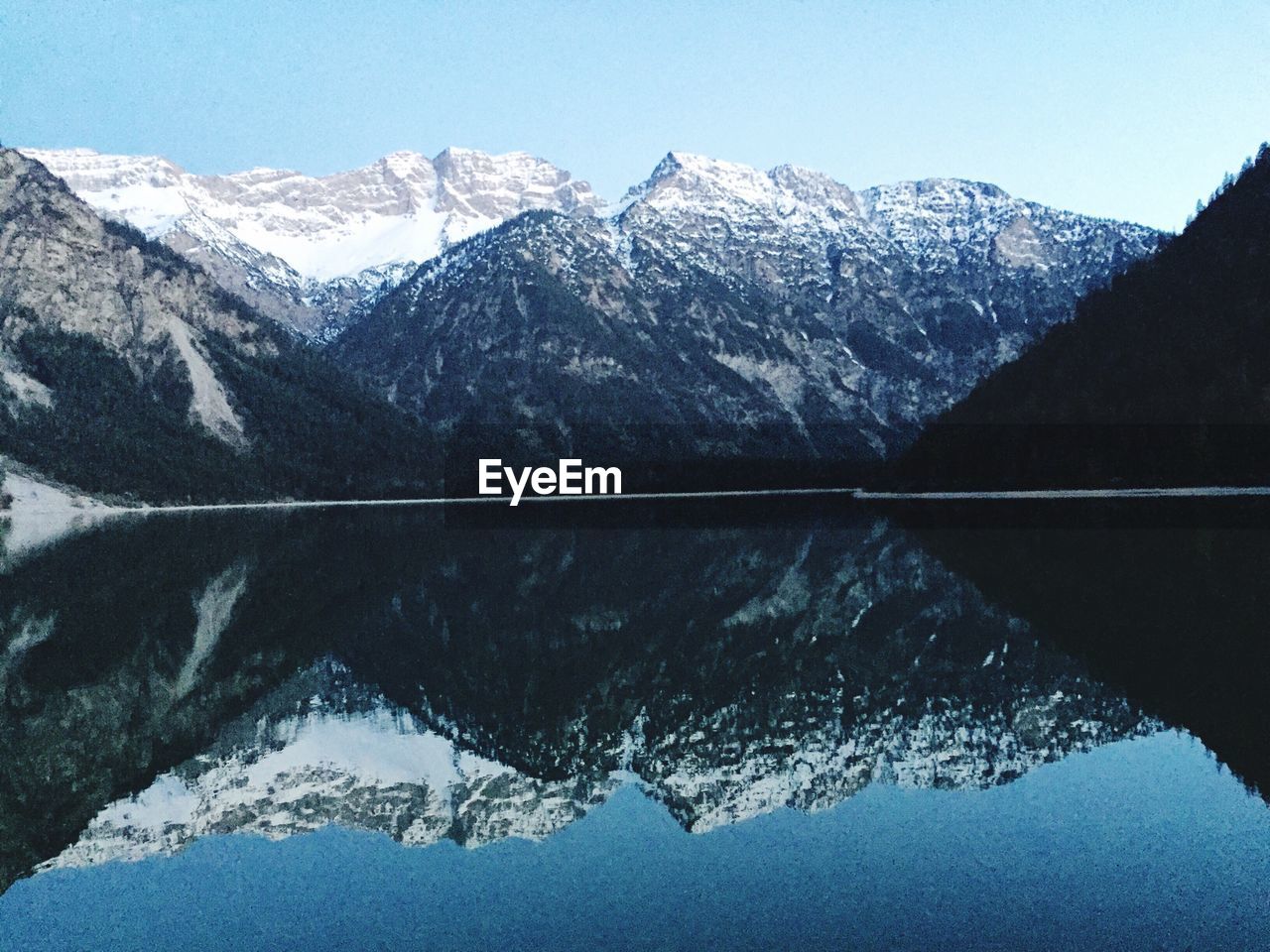 Reflection of mountains in lake