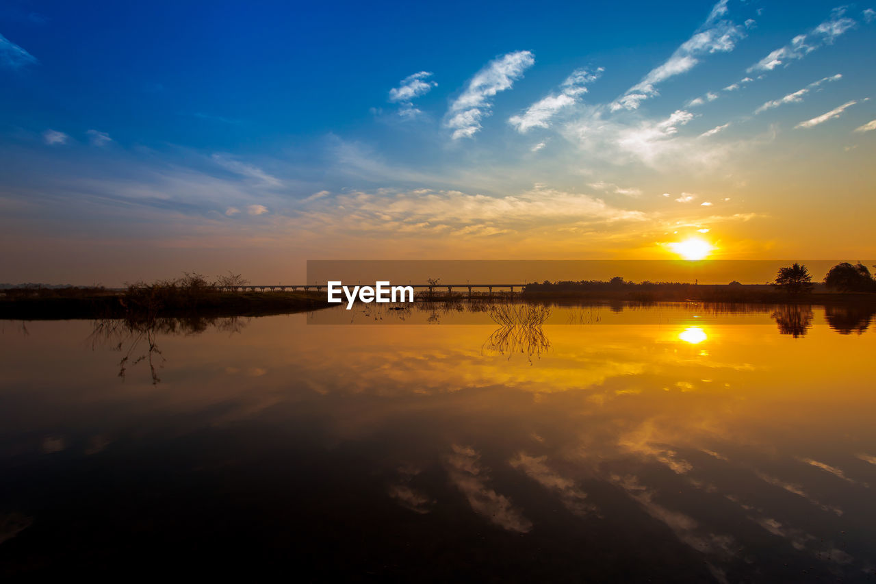 SCENIC VIEW OF LAKE DURING SUNSET