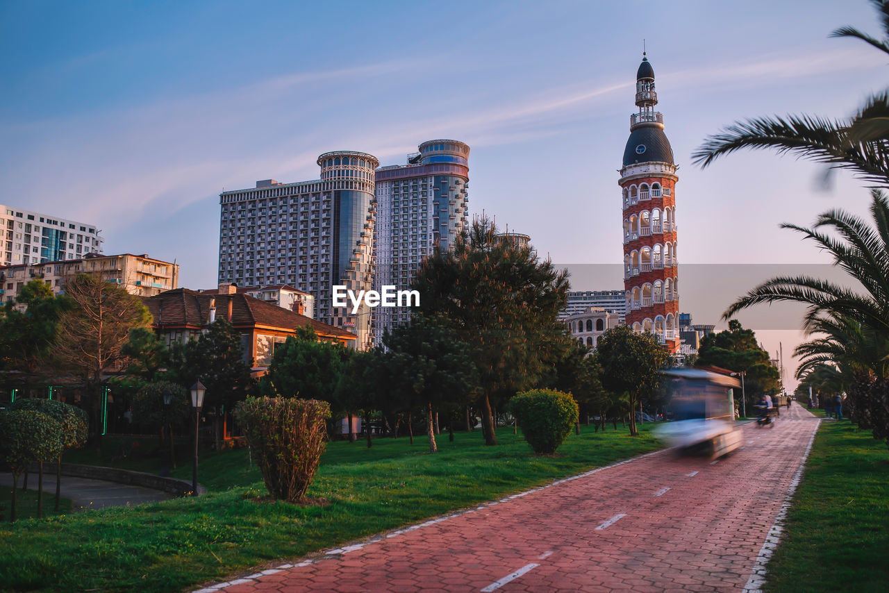 Buildings in city against sky