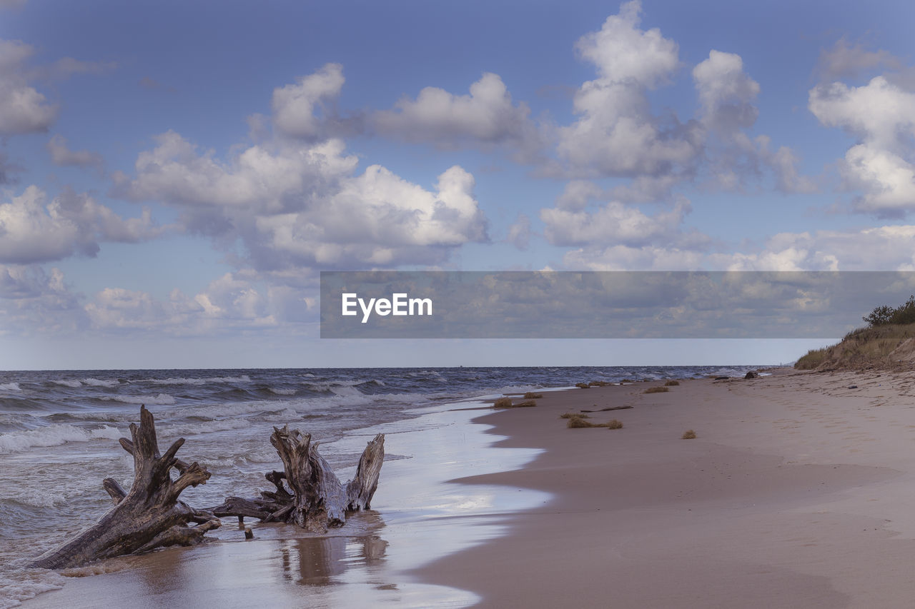 Scenic view of beach against sky