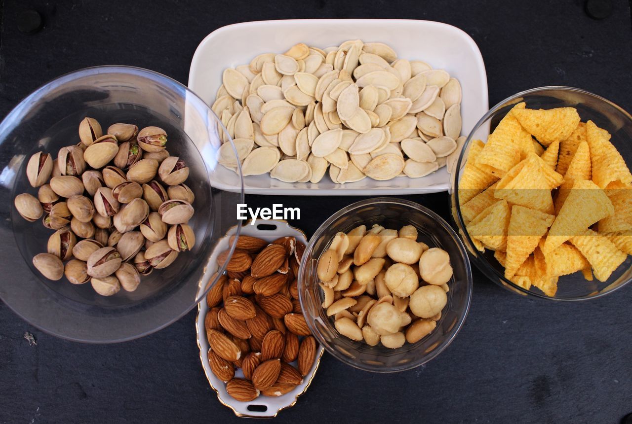 High angle view of dried fruits