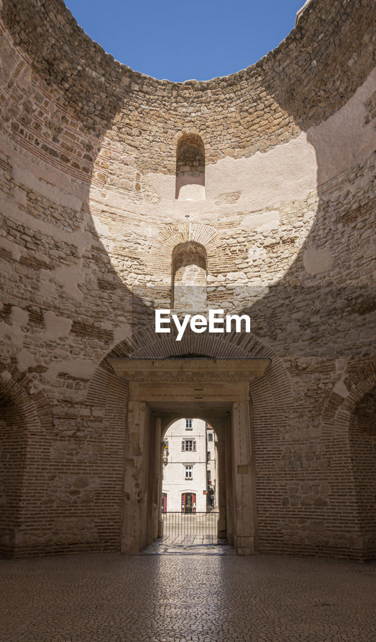 View of the aperture in the domed roof of the diocletian's palace in split, croatia