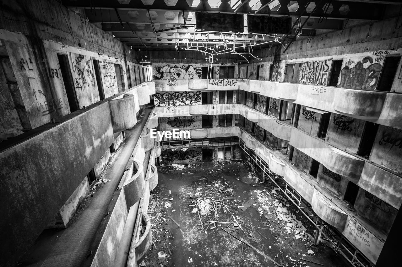 High angle view of abandoned building