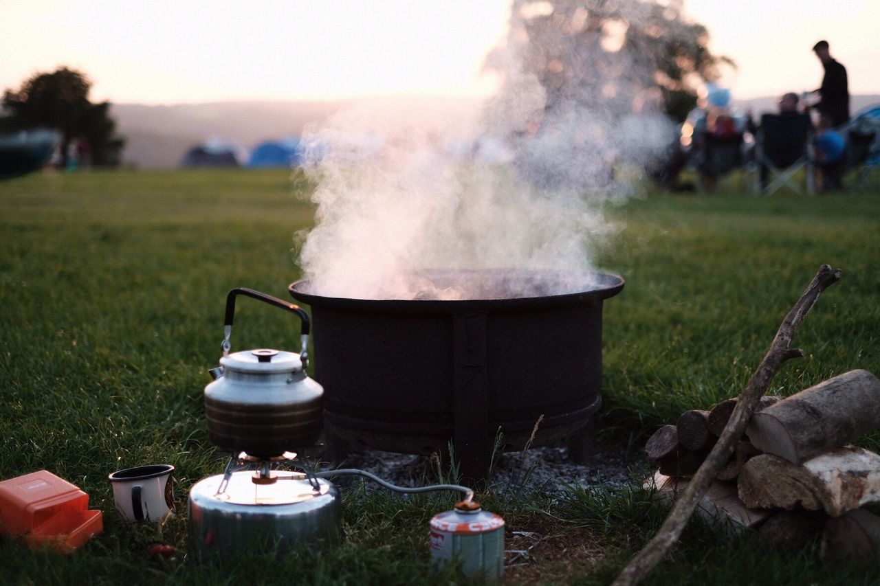 Close-up of food cooking outdoors
