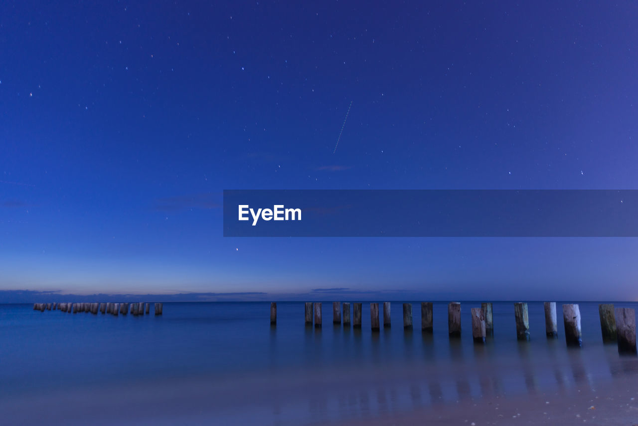 Blue hour long exposure of old pier at naples,florida