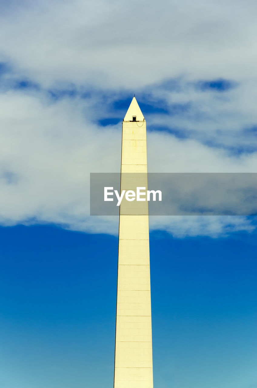 Low angle view of obelisco de buenos aires against sky