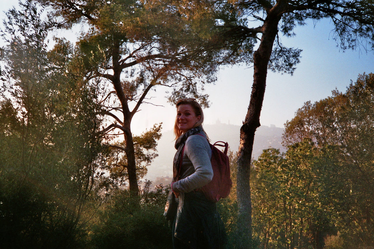 Portrait of woman hiking in forest