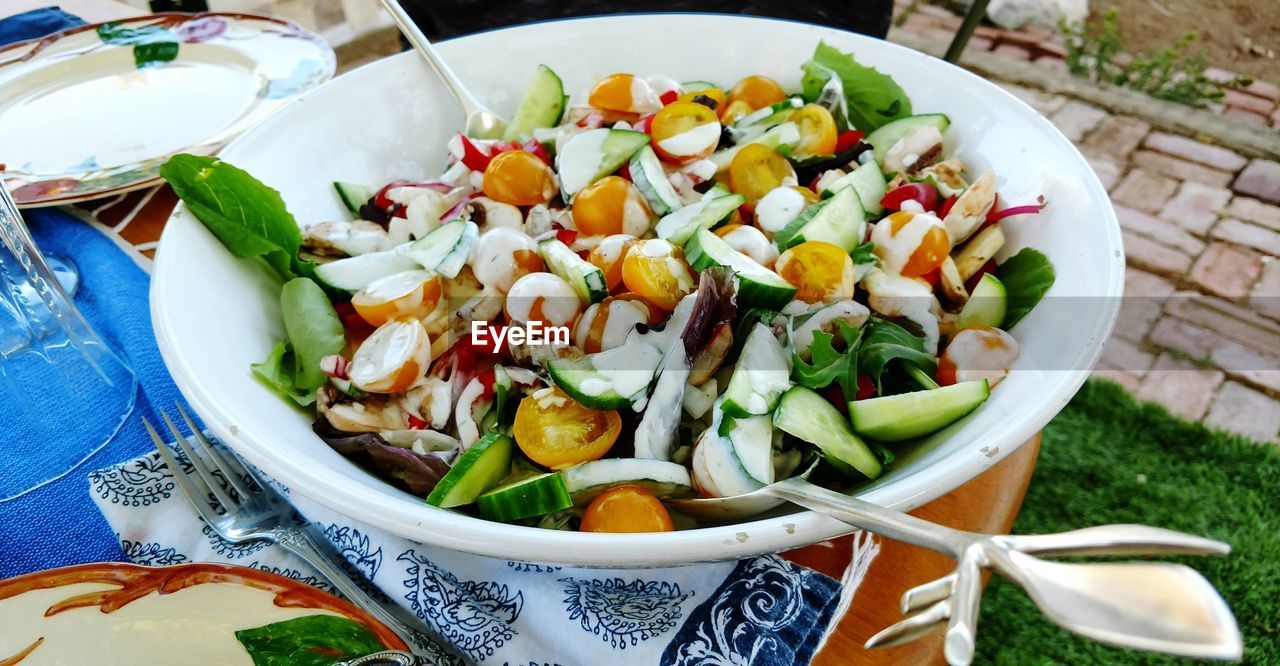 HIGH ANGLE VIEW OF SALAD IN PLATE