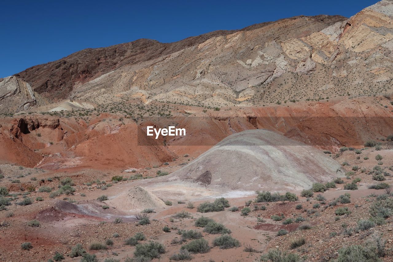 Scenic view of desert against clear sky