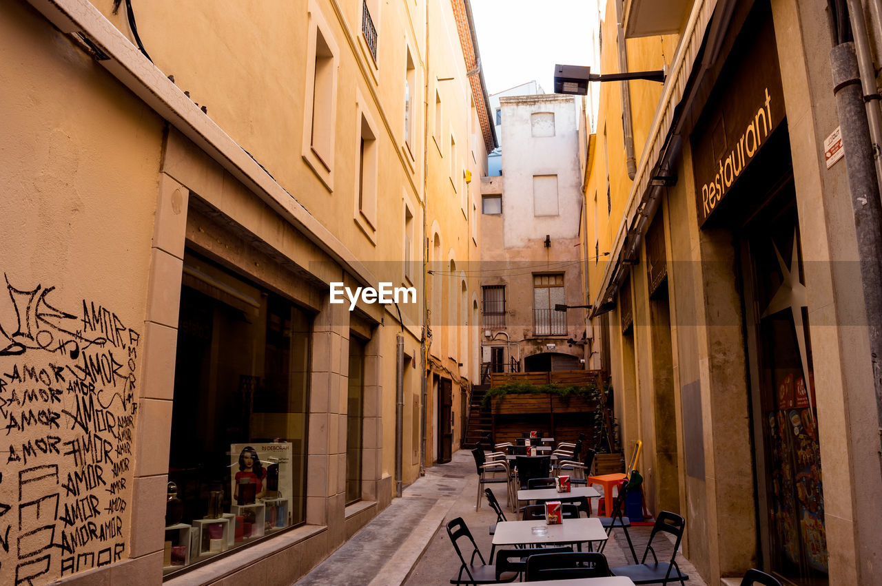 STREET AMIDST BUILDINGS IN CITY