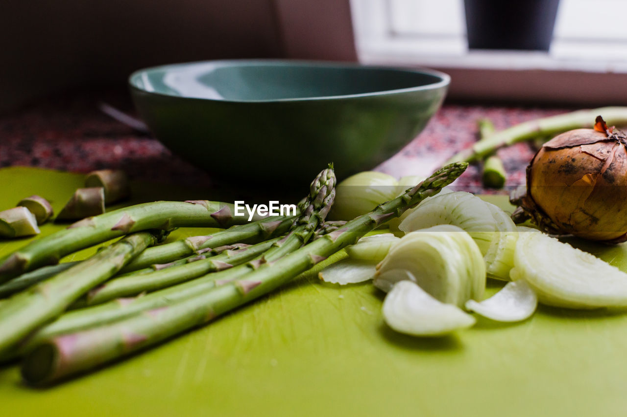 Close-up of vegetables on cutting board