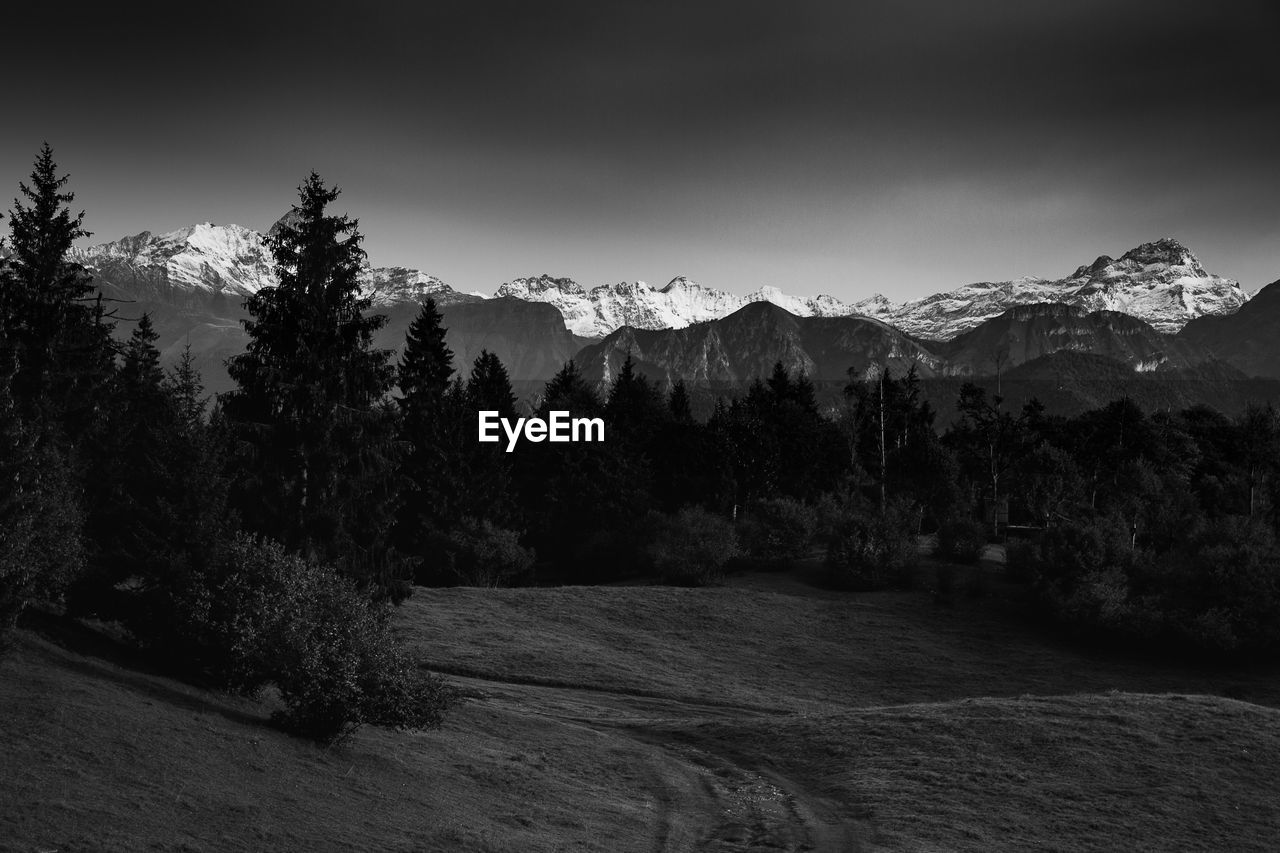 Scenic view of mountains against sky