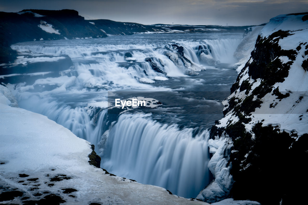 Most powerful waterfalls in iceland, gullfoss typical front view 