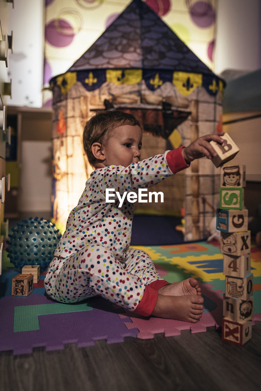 Boy playing at home