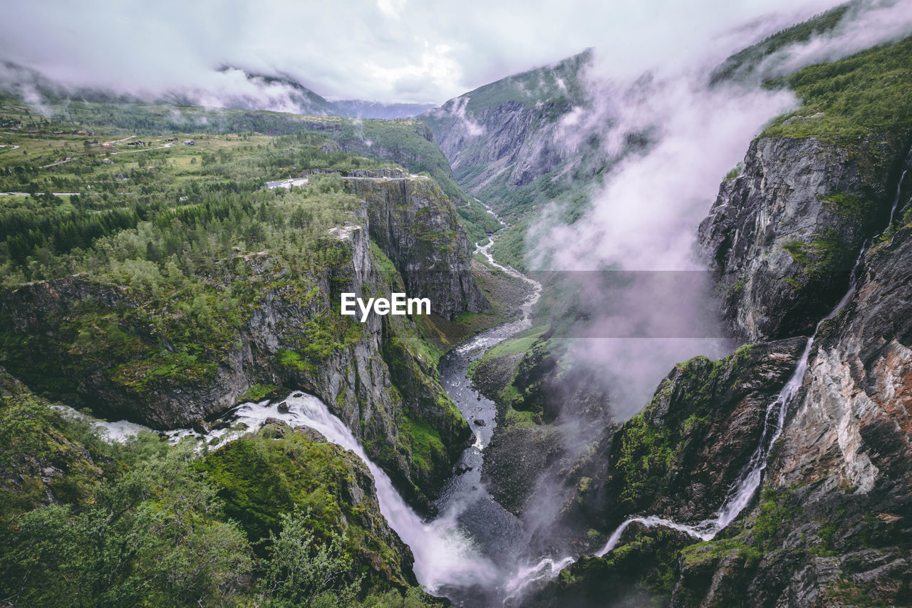 Scenic view of waterfall