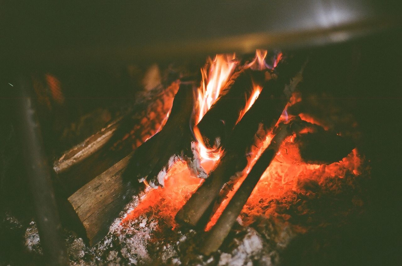 Close-up of burning wood