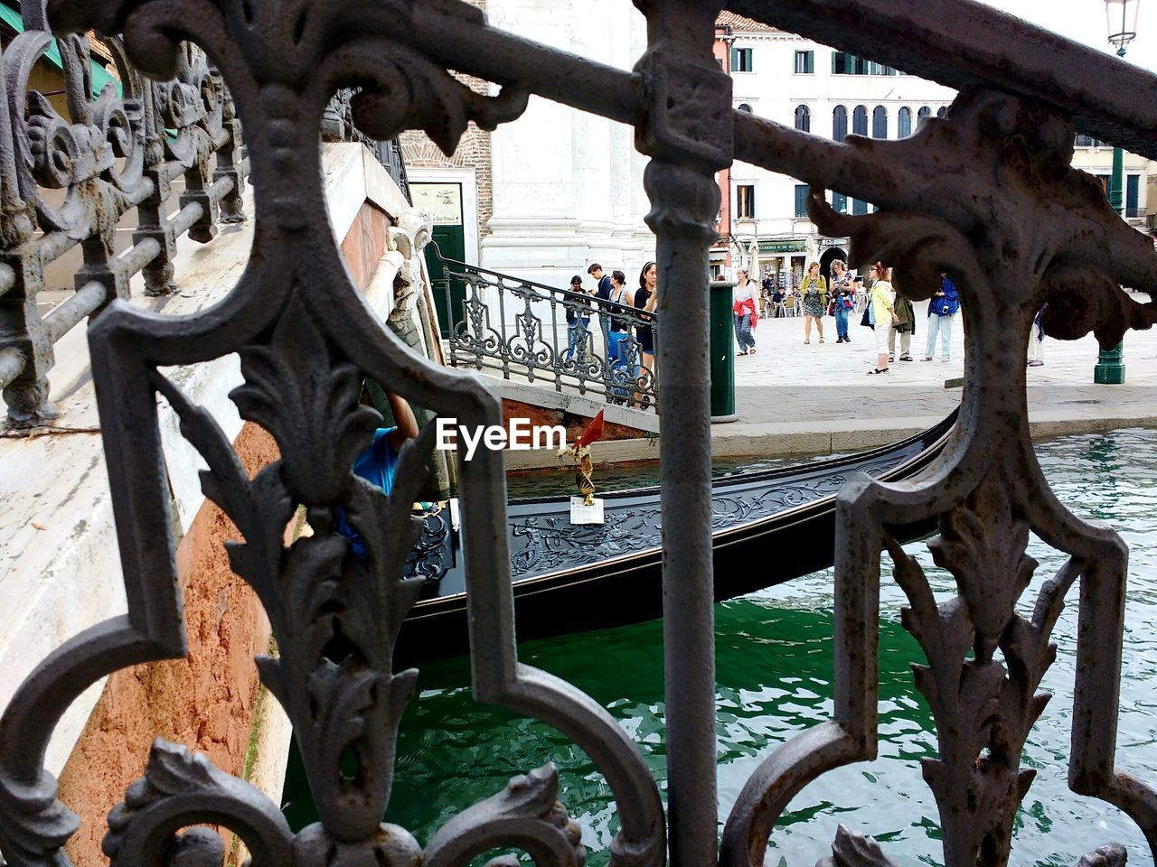 Close-up of a gondola from a bridge