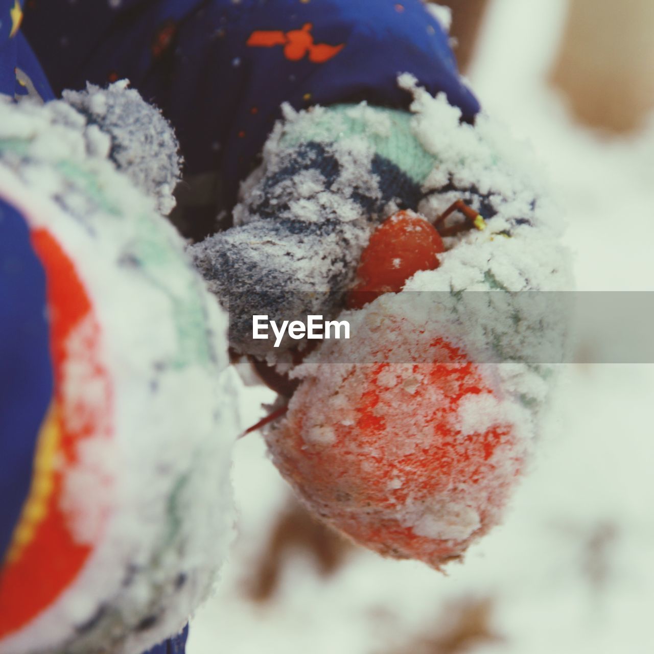 Hand of a child in winter