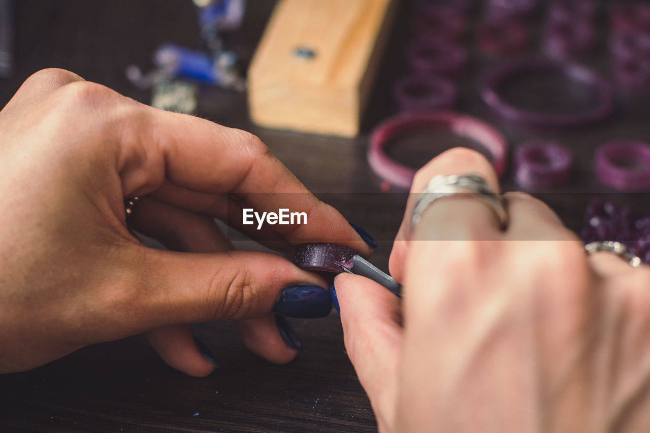 Close up ring wax carving concept photo