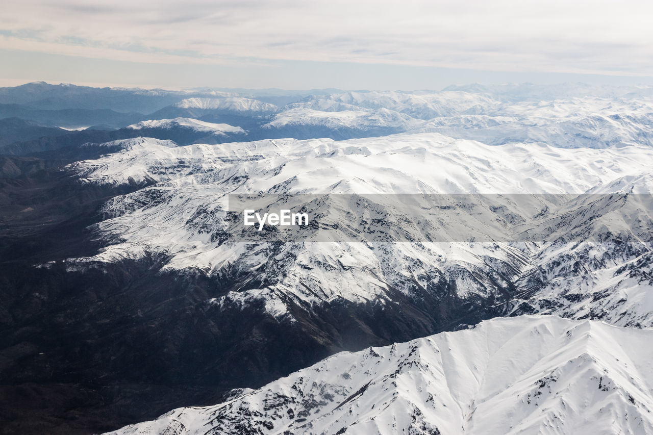 Aerial view of snowcapped mountains