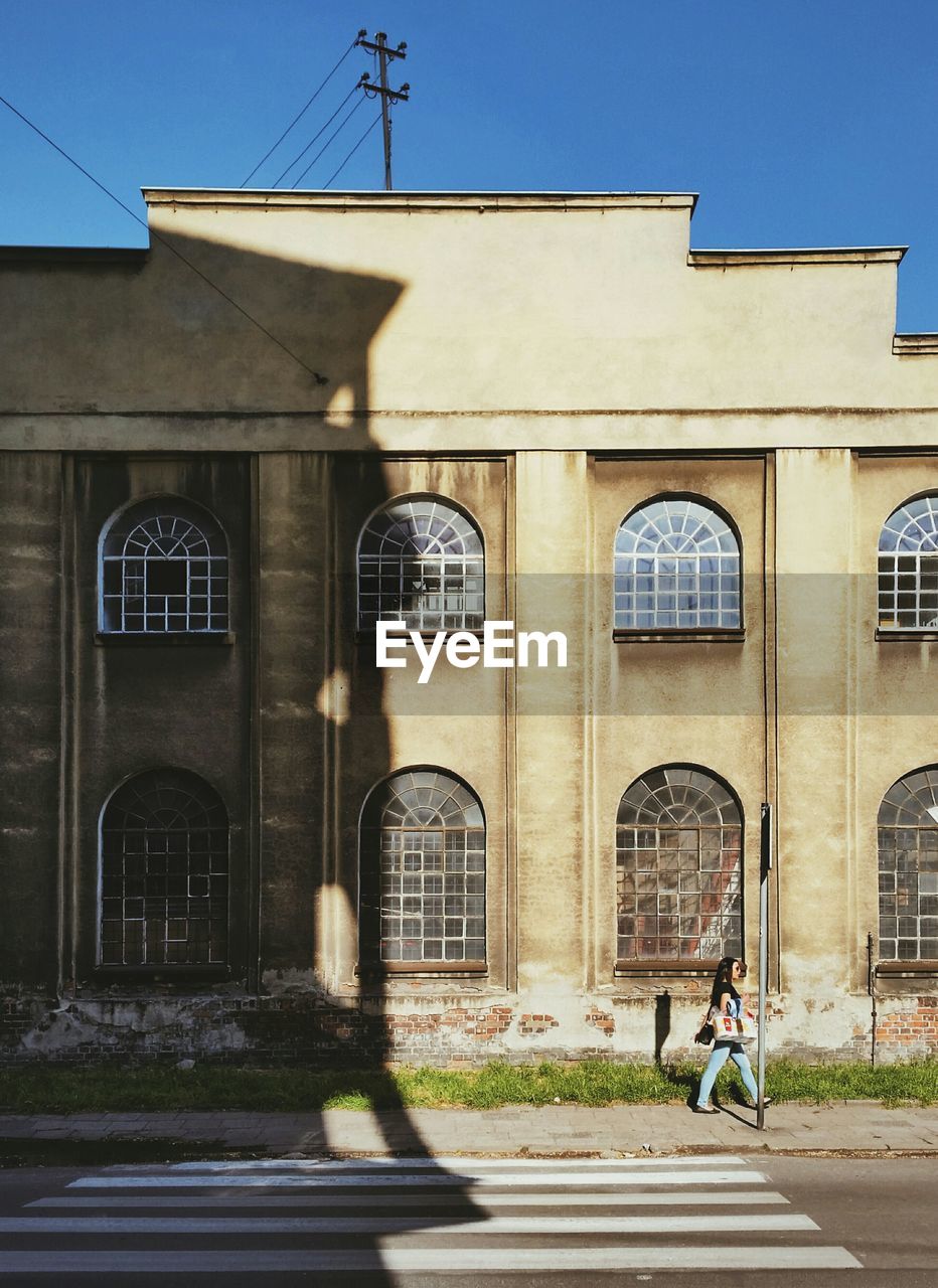 Facade of building in sunny day